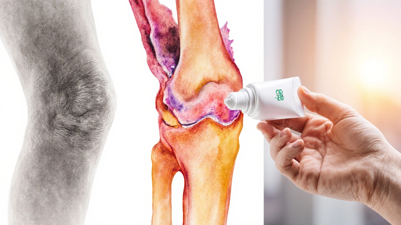 Časový vývoj kloubu od tuhosti k regeneraci po pravidelném používání CBD krému.