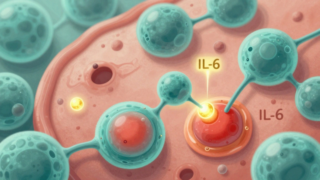 Mikroskopický pohled na CBD působící na kůži, snižující zánět a přebytečný tuk.