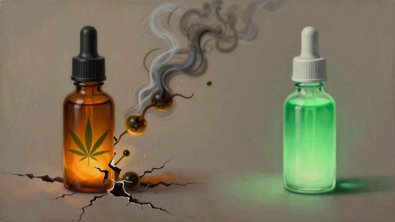 Konceptuální obraz rozkladu tinktury při teple proti stabilitě při chlazení