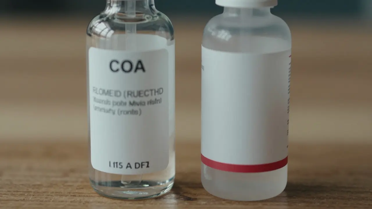 Dva CBD produkty vedle sebe: kvalitní s certifikátem a levný, neoznačený — zdůraznění rozdílu v kvalitě.