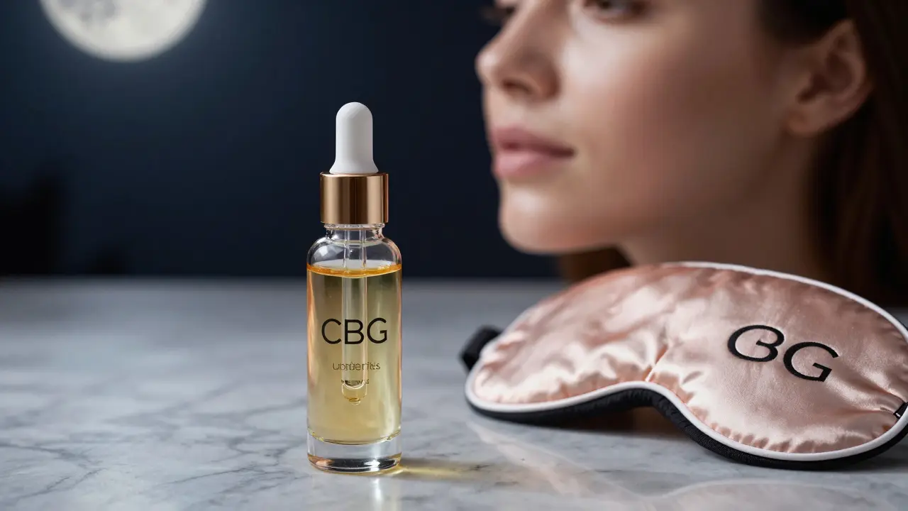 Luxusní noční sérum s CBG v kombinaci s hedvábnou maskou na oči pro regeneraci pleti.