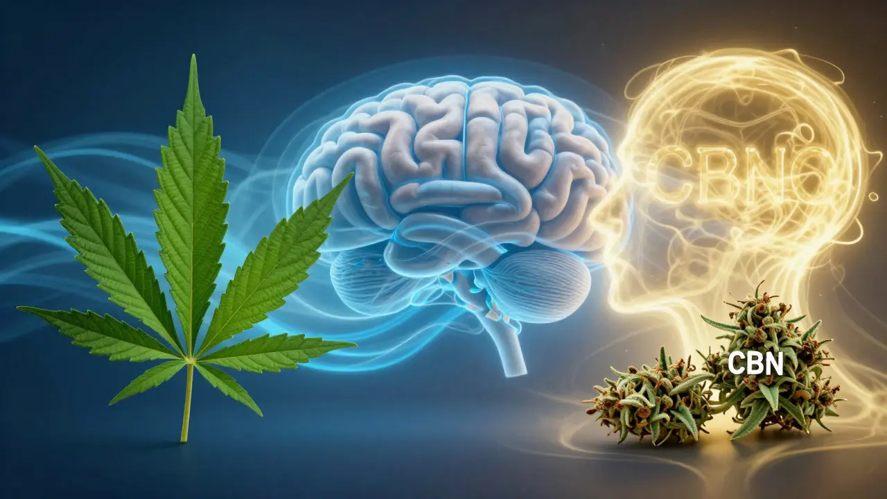 Artistic comparison of hemp leaf, flower, and golden mist representing cannabinoids