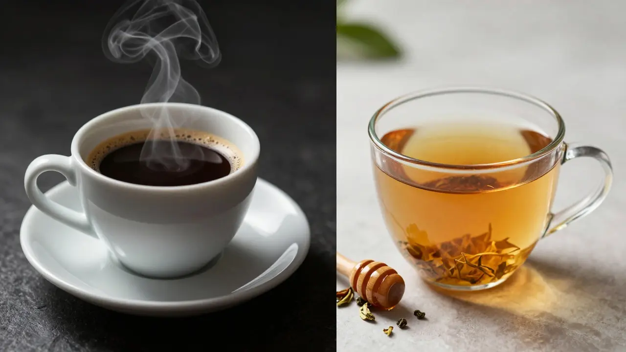 Káva versus čaj: vizuální srovnání silných a jemných účinků látek