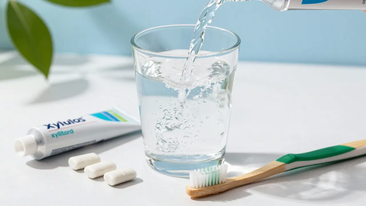Voda, xylitol a kartáček pro ochranu zubů