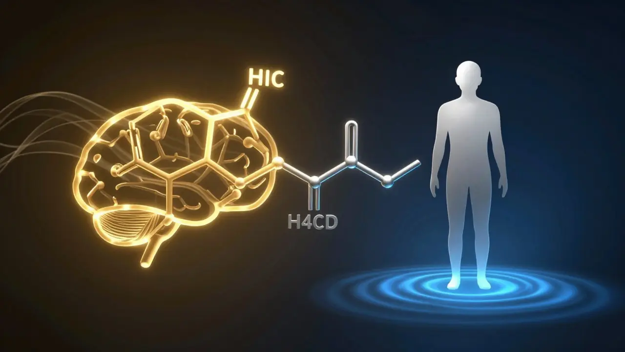 Abstraktní srovnání molekul HHC a H4CBD s mozkem a tělem