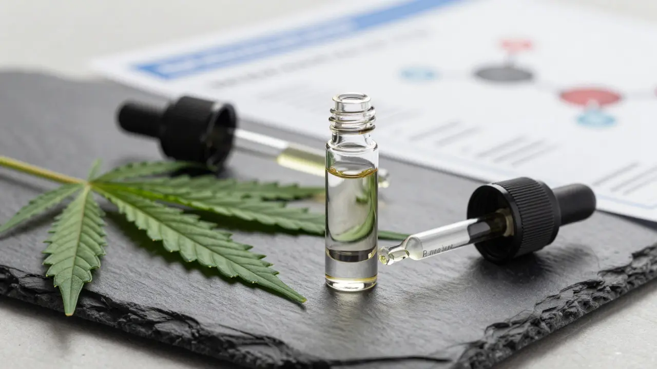 Kvalitní CBD kartridž vedle přírodních ingrediencí