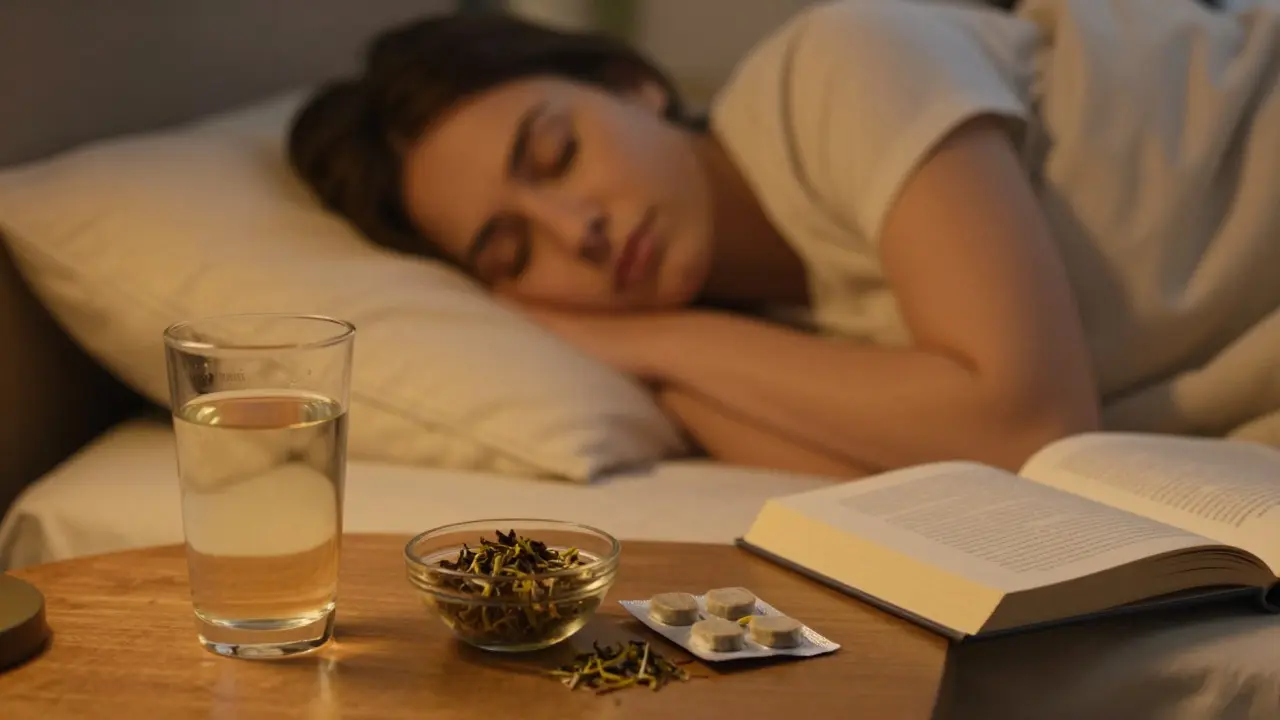 Spokojený spánek s použitím CBD edibles na nočním stolku