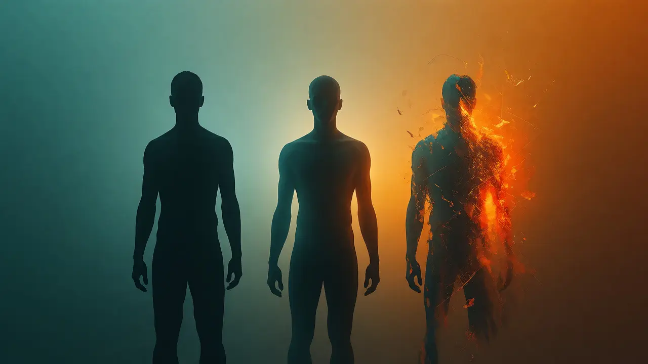 Abstract silhouettes comparing CBD, H4CBD, and THC effects