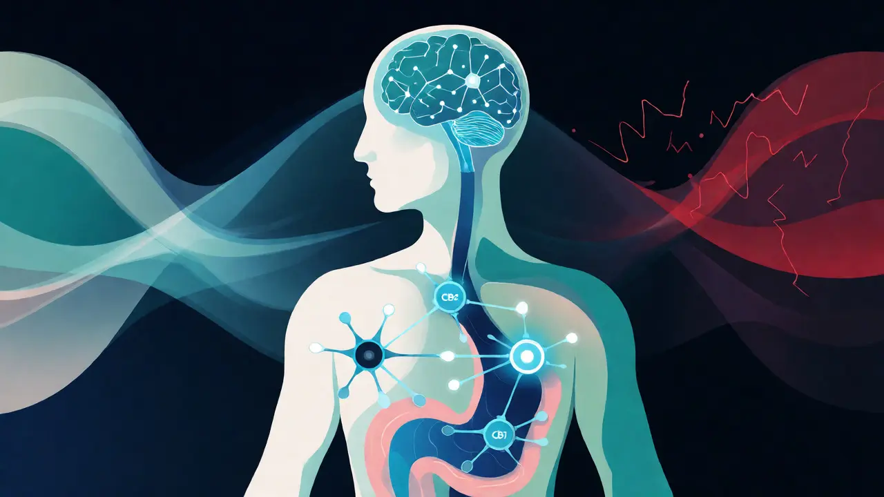 Ilustrace endokanabinoidního systému a receptorů